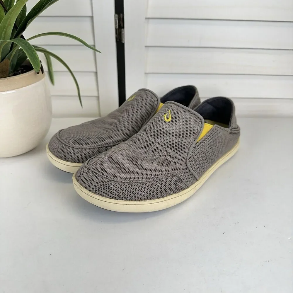 Olukai Nohea Mesh Rock Canoe Taupe Casual Shoe Slip On Drop In Heel Men Size 8.5